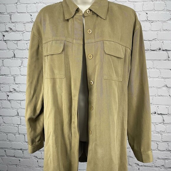 VTG Bushwacker Tan Soft Heavy Textured Buttoned Lined Long Sleeve Shirt Small S - Picture 6 of 10